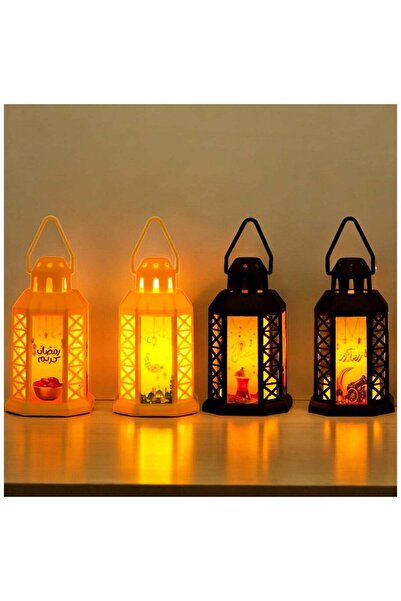 Toybox فوانيس رمضانية مزخرفة بإضاءة LED متعددة الألوان، 4 قطع