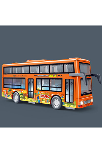 Choice3 orange Double Decker Sightseeing Bus Model Pull Back Vehicles Toy Die...