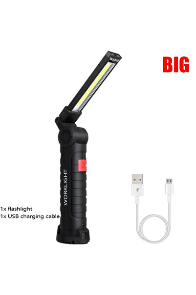 Heinast W52 Big 1pc Portable COB LED Flashlight USB Rechargeable Work Light M...