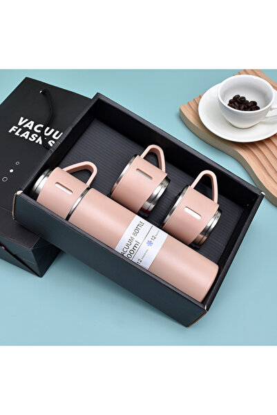 Choice علبة هدايا وردية اللون سعة 500 مل، ترمس من الفولاذ المقاوم للصدأ سعة 5...