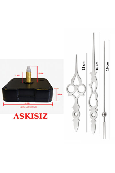 EXİZ TİCARET Askısız 22 mm Şaft Akar Sessiz Duvar Saati Mekanizması -Metal ak...