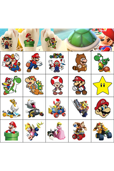BANDAI 20PCS 20Pcs/set Super Mario Bros Temporary Tattoo Stickers Kawaii Luig...