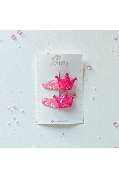 Nills Baby & Kids Sequined Crown Hair Clip – Light Pink
