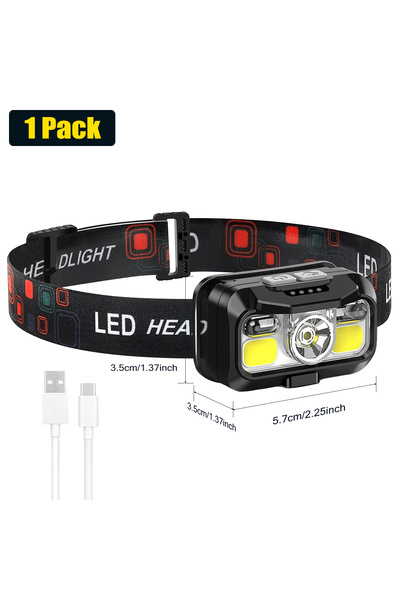 Choice 1pcs Rechargeable Headlamp 1200 Lumen Super Bright Motion Sensor Head ...