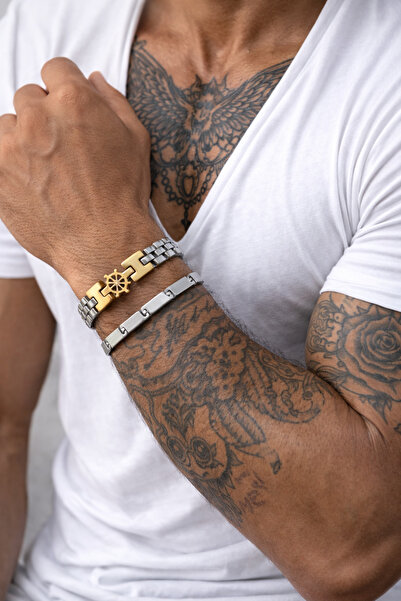 Naviforce Men's Steel Bracelet 2-Piece Combination Set