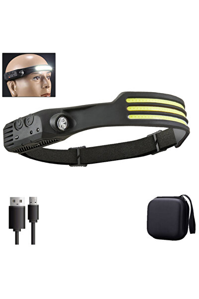 Choice 3- مصباح أمامي أبيض مع حقيبة، مزود بتقنية COB LED، يعمل بتقنية الاستشع...