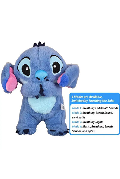Choice دمية ليلو وستيتش القطيفة مع ضوء موسيقي، لعبة ستيتش التنفسية لمساعدة ال...