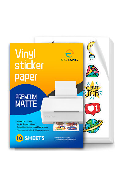 Choice ١٠ قطع من ورق الفينيل الأبيض غير اللامع القابل للطباعة، مقاس A4 (٨٫٣ ×...