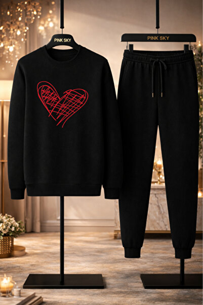 Pink Sky Kalp Printed Sweatshirt & Jogger Tracksuit Set