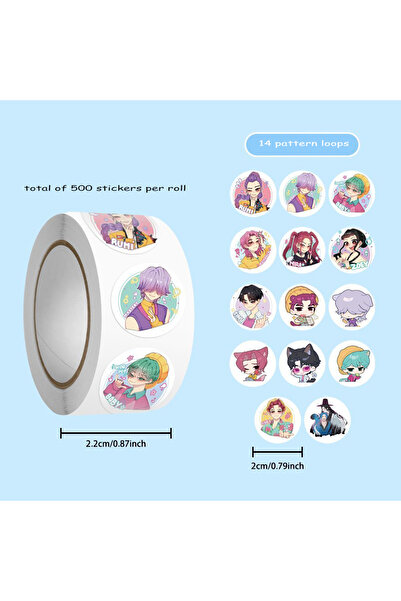 Miniso ملصقات كيبوب 500 قطعة/لفة، ملصقات أنمي كيبوب، صائدو الشياطين، نمر، اصن...