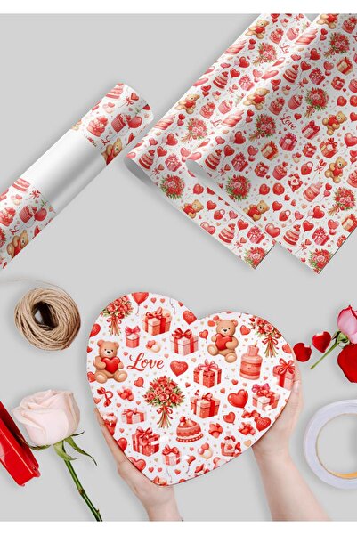Miona Sevgililer Gününe Özel Hediye Paketleme Ambalaj Kağıdı 35x50 cm(1 ADET)