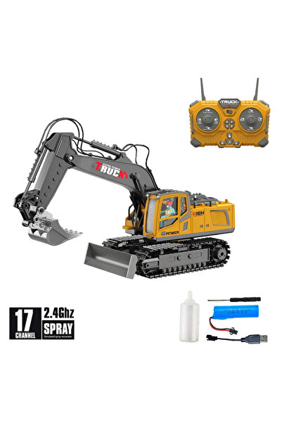 Choice حفارة سيارات وشاحنات تحكم عن بعد رمادية اللون ذات 17 قناة، مزودة بجراف...