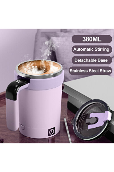 Choice 380ML PURPLE Automatic Stirring Coffee Cup Rechargeable Electric Stirr...