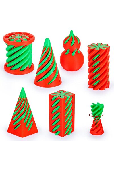Choice مجموعة من 6 ألعاب حلزونية مخروطية الشكل باللونين الأحمر والأخضر، مطبوع...