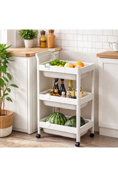 Cady One 3-tier storage cart with a top handle for organizing fruits and vege...