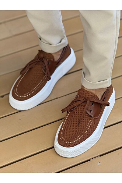 Lucy Shoes Yg2602 Men's Lace-Up Casual Knitwear Sports Sneaker Shoes Tbt - Brown