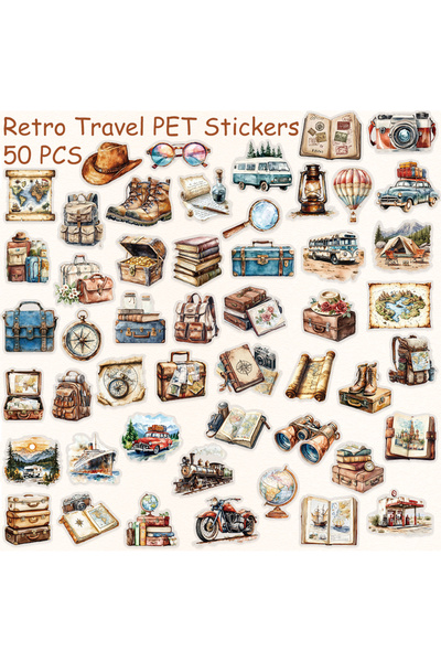 Choice ٥٠ قطعة من ملصقات السفر الشفافة المصنوعة من مادة PET بتصميم كلاسيكي، م...