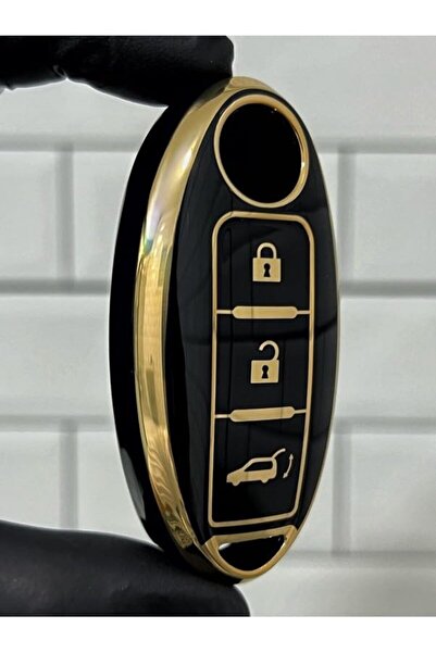 AutoHan Keys غطاء مفتاح نيسان ميكرا جوك قاشقاي باللون الأسود والذهبي