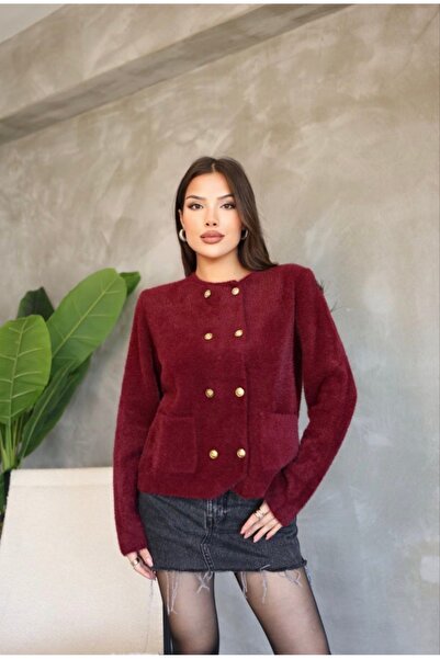 CANMODA Gold Düğmeli Slim Fit Triko Ceket