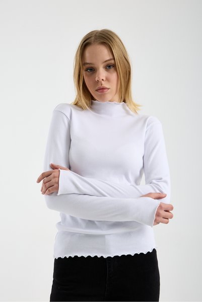 MERİCEY Body pentru femei cu tricotaj cu striații degete, cu mânecă lungă, guler ridicat elastic, basic