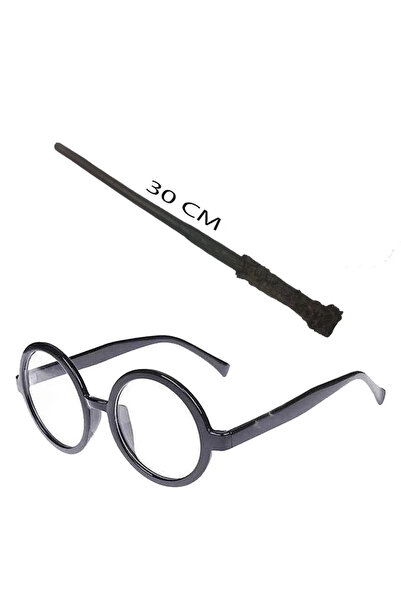 magicool Harry Potter Scepter 30 Cm And Black Framed Harry Potter Glasses Set