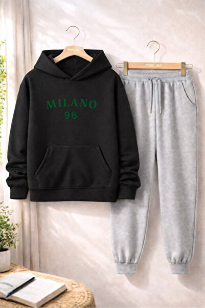 Pink Sky Unisex Milano 96 Printed Hooded Sweatshirt & Jogger Tracksuit Set