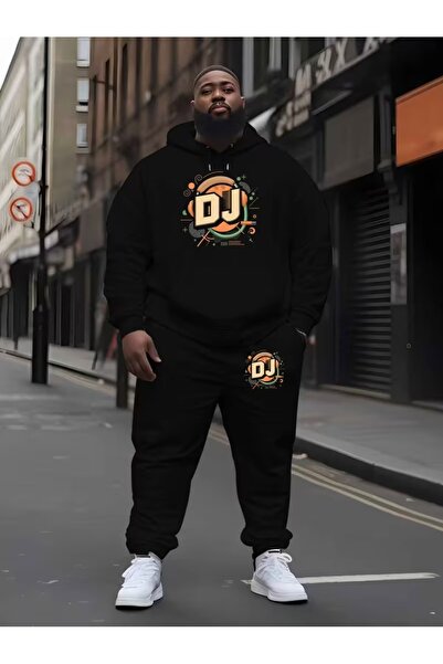 Flaubert Falubert-Men's Printed Hg Large Size Sweatahirt -Sweatpants 2-Piece Set