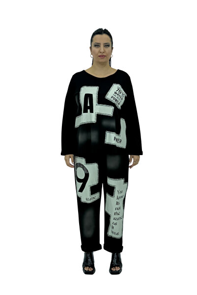 Darkmen Large Size Casual Lettering Printed Top and Bottom Two-Piece Set Made...