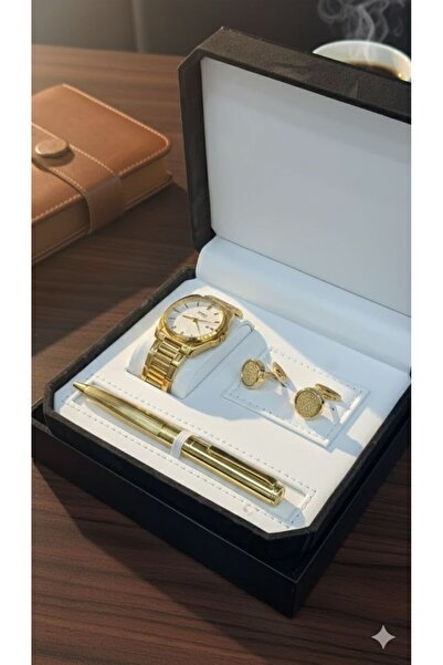 Boutique Luxury Men's Gift Accessory Set (4 Pieces) in Gold