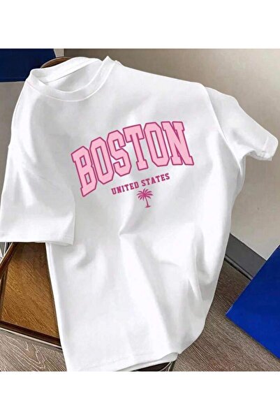 Oceanwear Boston Printed Crew Neck Short Sleeve Plain White Men's Tshirt