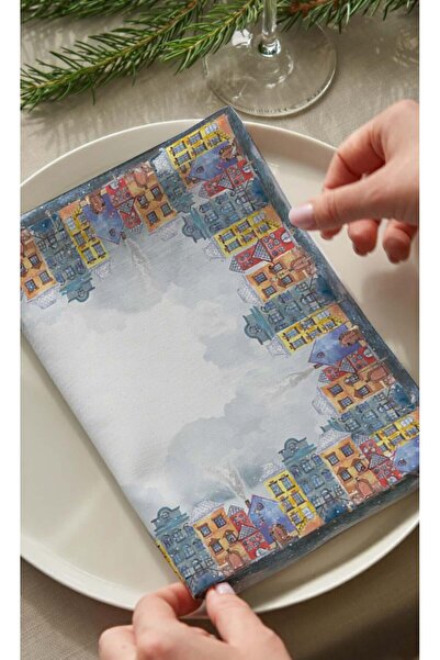 Markaev طقم مناديل قطنية مكون من 6 قطع من وينتر سيتي