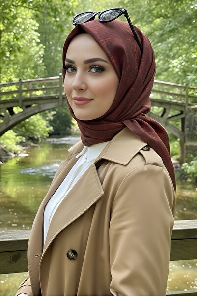 İmajButik Brown Cinnamon Soft Digital Cotton Scarf