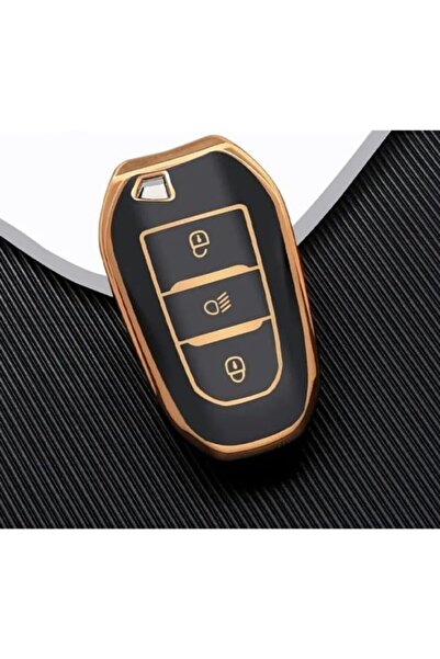 AutoHan Keys غطاء مفتاح بيجو 208 308 أسود ذهبي مع إضاءة