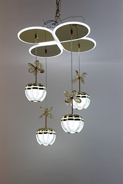 GN GEN AYDINLATMA Mordern Gold 4lü Halka Gövdeli Kelebekli Oluklu Tasarım Yon...