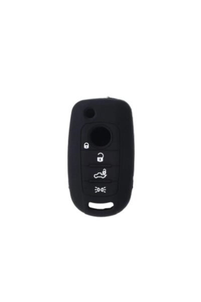 AutoHan Keys غطاء مفتاح سيليكون من إيجيا باللون الأسود مع 4 أزرار