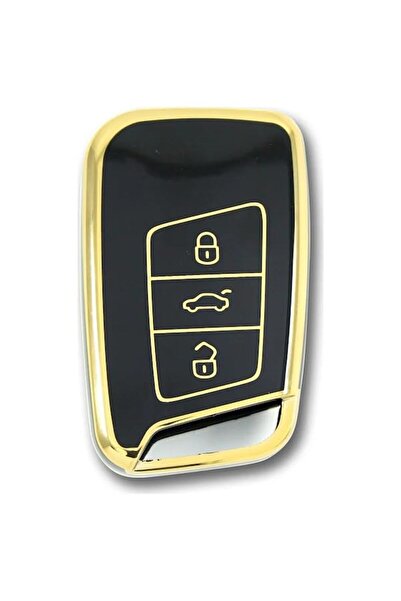 AutoHan Keys غطاء مفتاح فولكس فاجن باسات B8 باللون الأسود والذهبي الفاخر