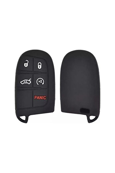 AutoHan Keys غطاء مفتاح سيليكون لسيارات دودج وكرايسلر، أسود، 5 أزرار