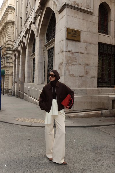 MODA AKSA 7670 BOMBER CEKET ACI KAHVE