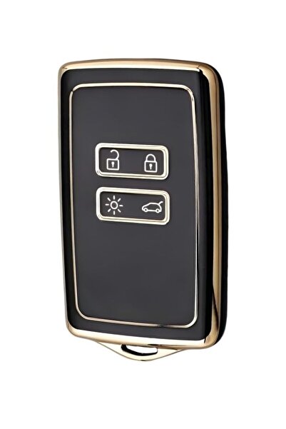 AutoHan Keys غطاء مفتاح رينو كليو إي-تك وميجان أسود ذهبي بأربعة أزرار