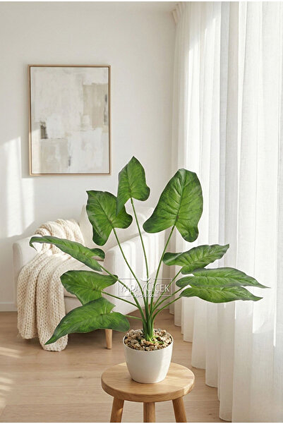 Yapay Çiçek Deposu نبات اصطناعي أبيض أزرق بلون الكوبالت ıda ذو 9 أوراق طول 40...