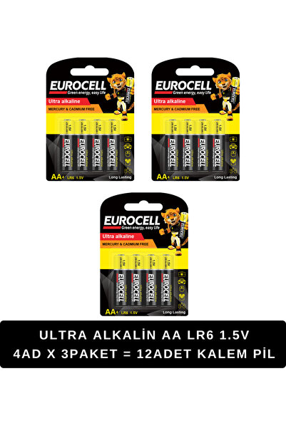 EUROCELL 12 ADET KALEM PİL AA4 LR6 1.5 V ULTRA ALKALİNE
