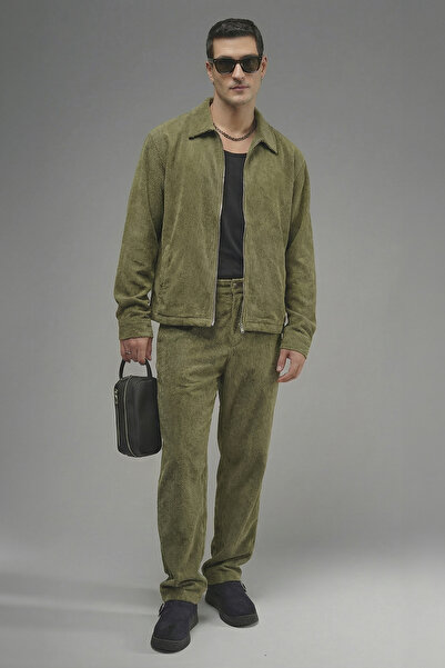 Butik Trend Biz Regular Fit Zippered Bottom and Top Velvet Set