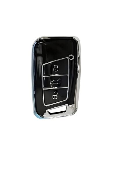 AutoHan Keys غطاء مفتاح فولكس فاجن باسات B8 أسود فضي نانو