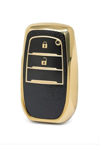AutoHan Keys غطاء مفتاح ذكي لتويوتا هايلكس 2023 باللون الأسود والذهبي مع مفتاحين