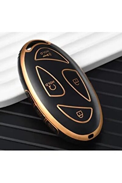 AutoHan Keys غطاء مفتاح هيونداي توسان كونا باللون الأسود والذهبي 5 أزرار