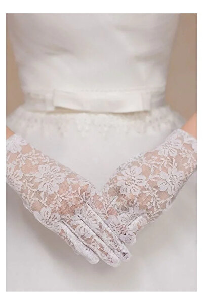 magicool White Color Short Lacy Gloves
