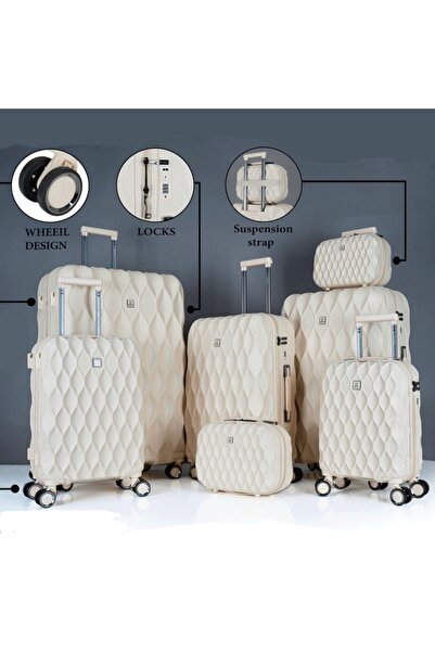 Assoda 7-piece travel bag set with a unique design, bridal trousseau, beige c...