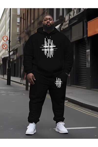 Flaubert Falubert-Men's Printed Huy Large Size Sweatahirt - Sweatpants 2-Piec...