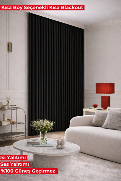 Fluiana Siyah Blackout Perde|Kısa Blackout|Kısa boy seçenekli Siyah Blackout ...