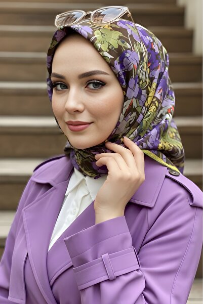 İmajButik Oil Green Soft Digital Cotton Scarf